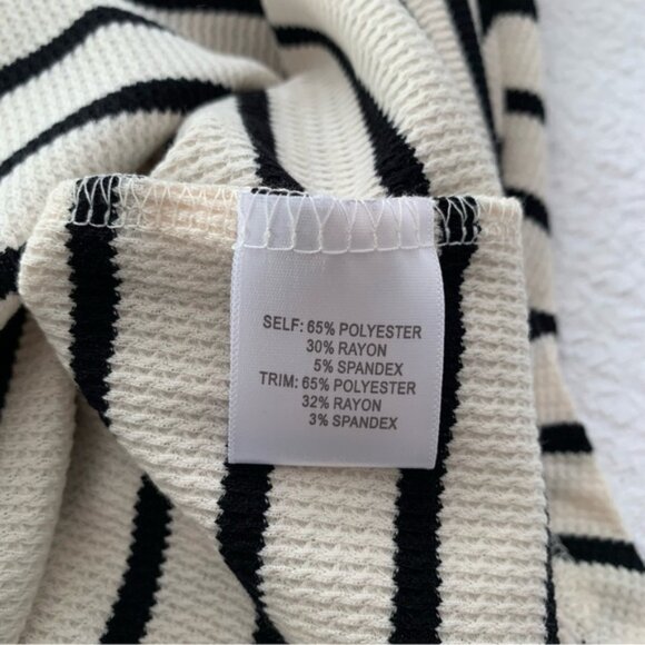 NEW Jane & Delancey Long Sleeve Striped Henley Black and Cream Women's Top - Picture 8 of 10